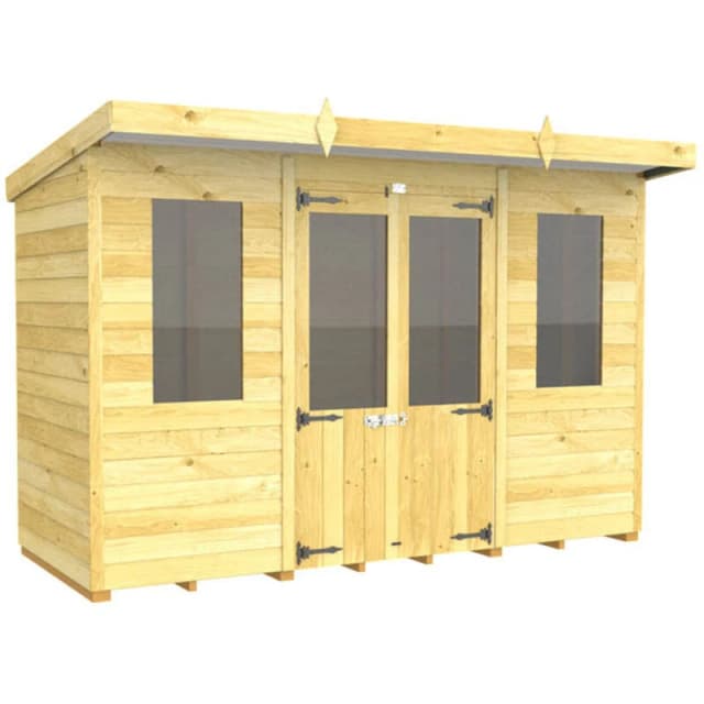 Flat Pack Sheds DIY Sheds 10 x 4 Pent Summer House, Brown 10X4PSHFF