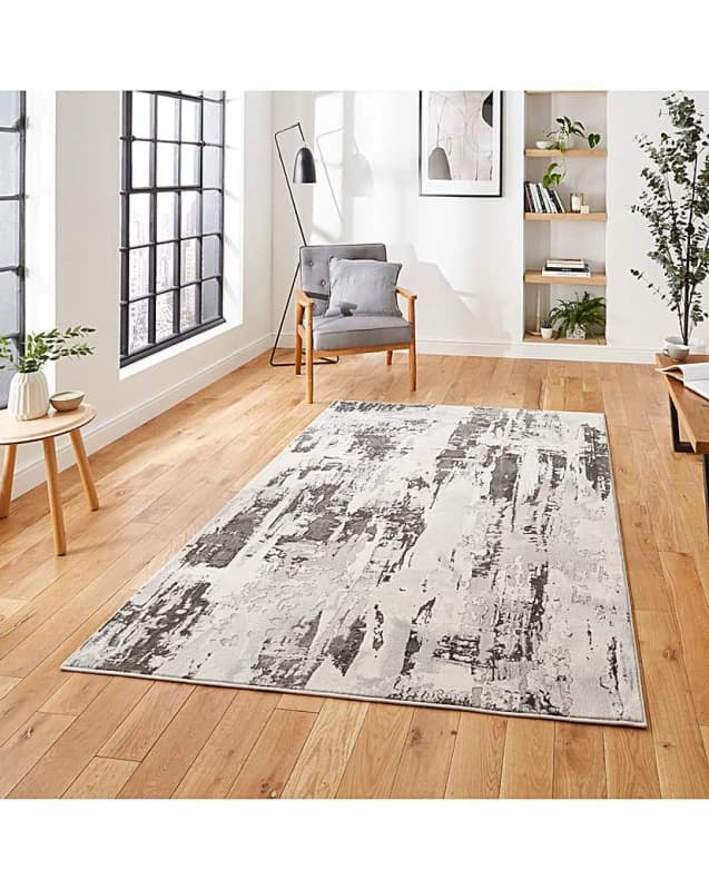 Think Rugs Apollo Grey/Ivory Rectangle 080 x 150cm Polypropylene Modern Abstract GR579, Grey APOGR579GYI0815