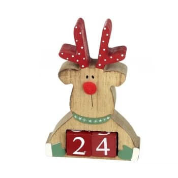 Wooden Moose Countdown Advent With Spot Antlers