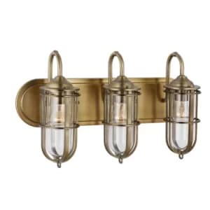 Feiss Urban Restoration 3 Light Wall Light Dark Antique Brass IP44