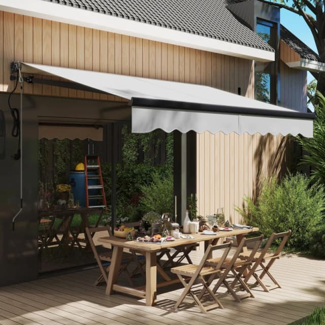 Outsunny 3 X 2.5m Electric Retractable Awning W/ Aluminium Frame - Light Grey TJ Hughes 5063603093584