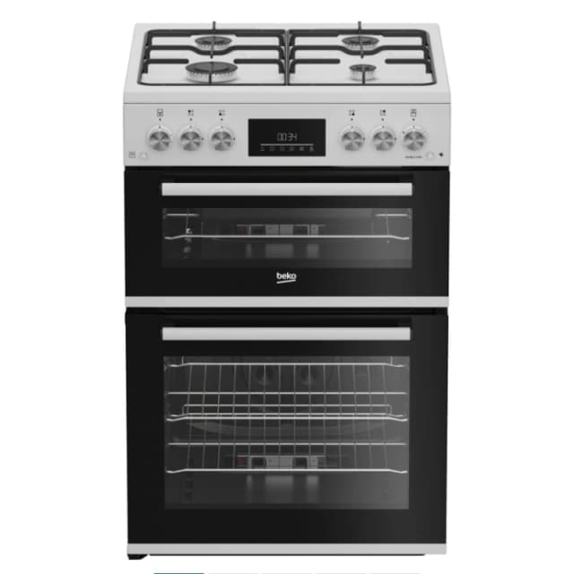 Beko EDG6231W 60cm Twin Cavity Gas Cooker with Enamel Hob White