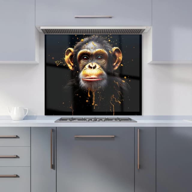 Warren Reed - Designer Splashart Cheeky Chimp Face Kitchen Splashback in Orange Size: 600mm x 750mm Orange Unisex 600mm x 750mm