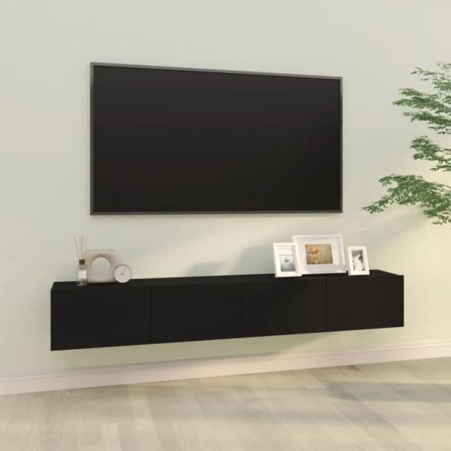 VIDAXL Wall tv Cabinets 2 pcs Black 100x30x30cm Engineered Wood Vidaxl 8720287078234