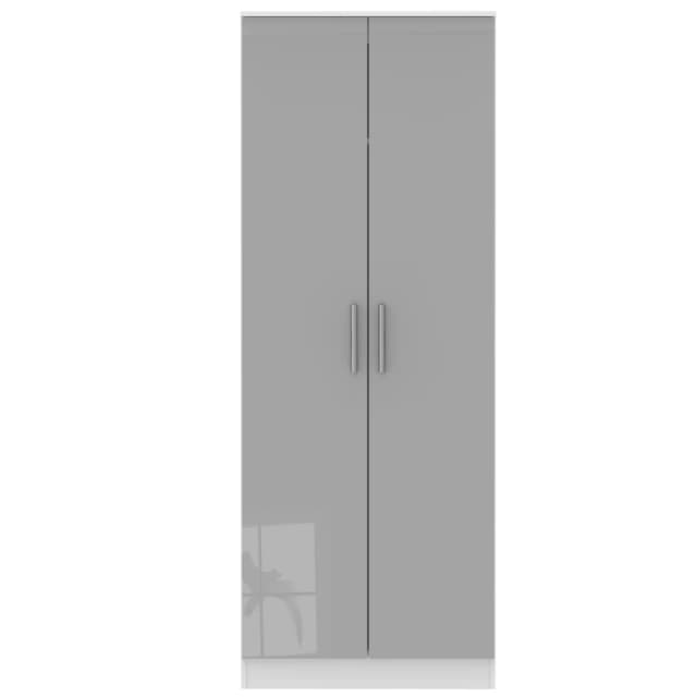 Trent Tall Plain Wardrobe In Grey & White (Ready Assembled)