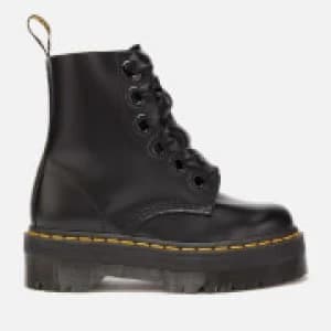 Dr. Martens Womens Molly Buttero Leather 6-Eye Boots - Black - UK 8 - Black
