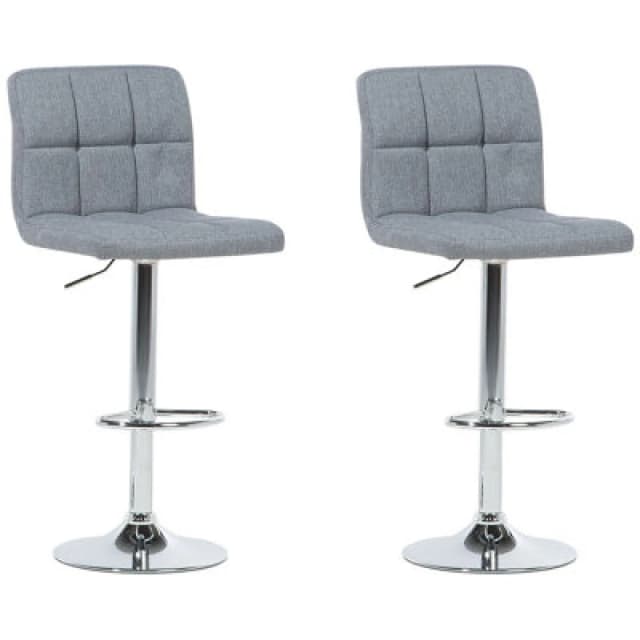 Beliani Set Of 2 Bar Chairs Marion Swivel Light Grey