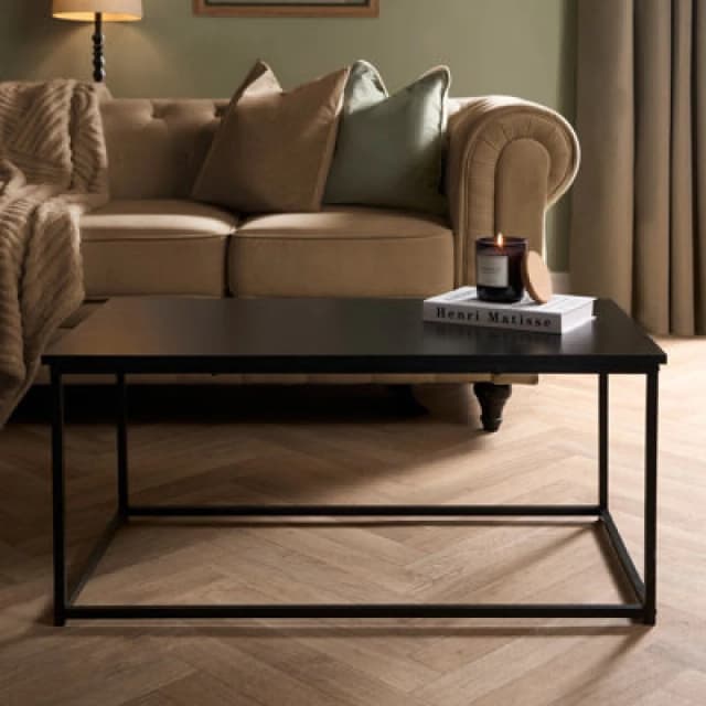 OHS OHS Coffee Table Marble Bedside End Living Room Metal Frame Home Decor in Black One Size Unisex 5027434215409