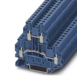 Phoenix Contact Blue UTTB 4 BU Double Level Terminal Block, 26 10 AWG, 0.14 6mm, 800 V