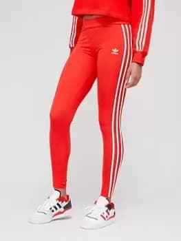adidas Originals 3 Stripes Leggings - Red, Size 6, Women