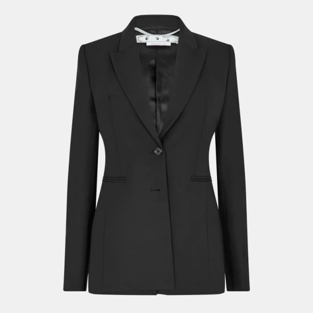 Off White Womens Structured Suit Jacket Black/White female 4 (3XS)