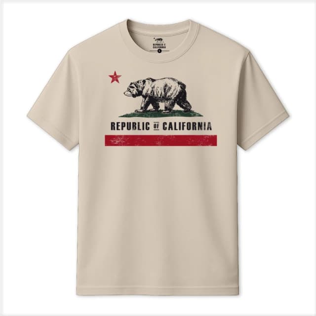 Republic of California Old Flag T-Shirt Natural male Small