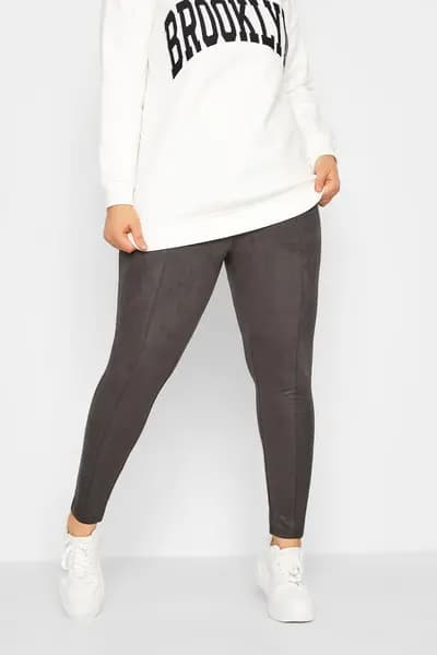 Yours High Waisted Leggings Grey