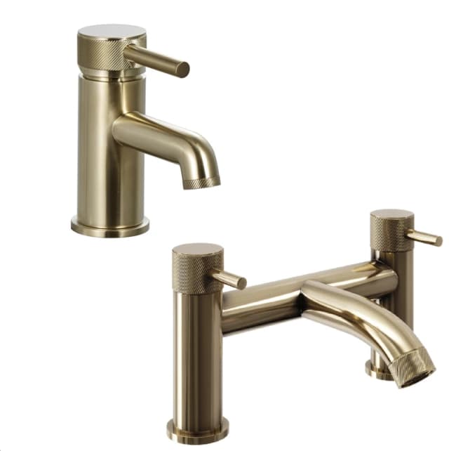 Balterley Lever Handle Mono Basin Tap & Bath Filler Set, Brushed Brass in Metallics Metallics Unisex