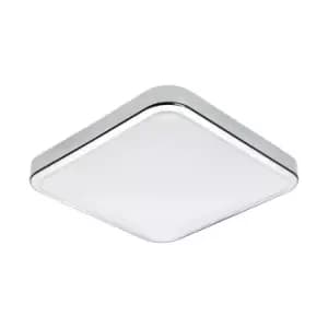 Wall Flush Ceiling Light IP44 Bathroom Chrome Shade White Plastic Bulb LED 16W