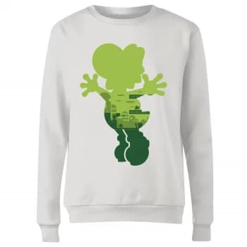 Nintendo Super Mario Yoshi Silhouette Womens Sweatshirt - White - XS