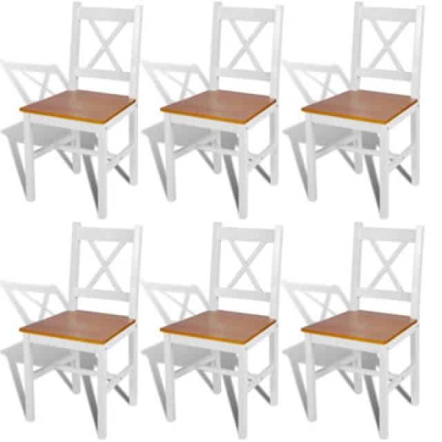 6 pcs White and Natural Colour Wood Dinning Chair