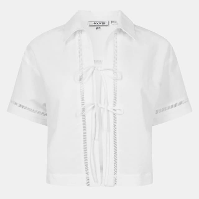 Jack Wills Linen Broderie Shirt Bright White female 6 (2XS)