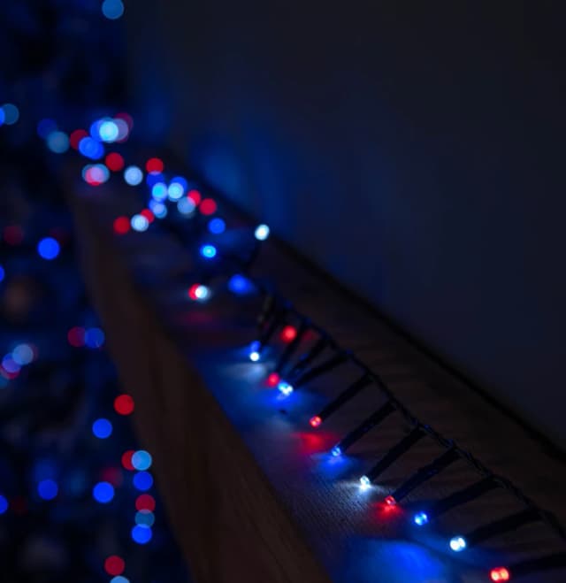 125m 5000 LED TreeBrights Christmas String Lights with Timer in Blue White & Red