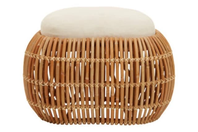 Orsina Rattan Bean Bench, Rattan Bean Stool For Home, Outdoor, Lounge, Living Room, Unique Curved Rattan Stool