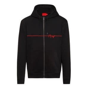Hugo Boss Dampari Script Logo Zip Through Hoodie Black Size S Men