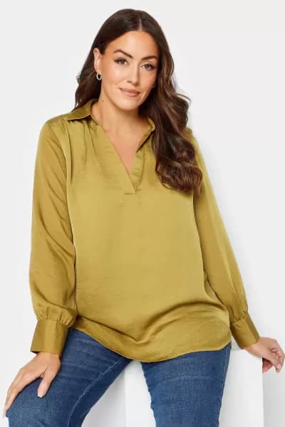 Satin V-Neck Blouse