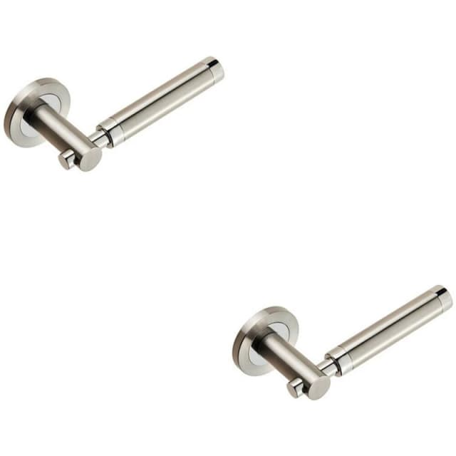 Loops 2x PAIR Sectional Round Bar Lever Concealed Fix Round Rose Polished Satin Steel Metallics