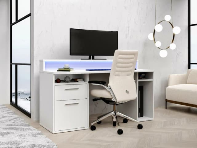 Flair Power Z Gaming Desk in White White Unisex