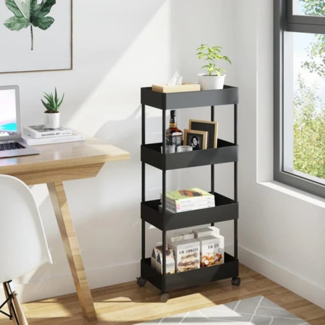 LIFE IDEAS Multi-Tier Trolley Cart for Kitchen & Bathroom Black unisex 4 Tier