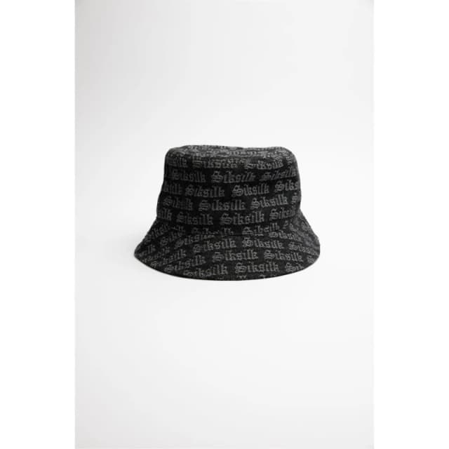 SikSilk Jacquard Denim Bucket Hat - Black M - L