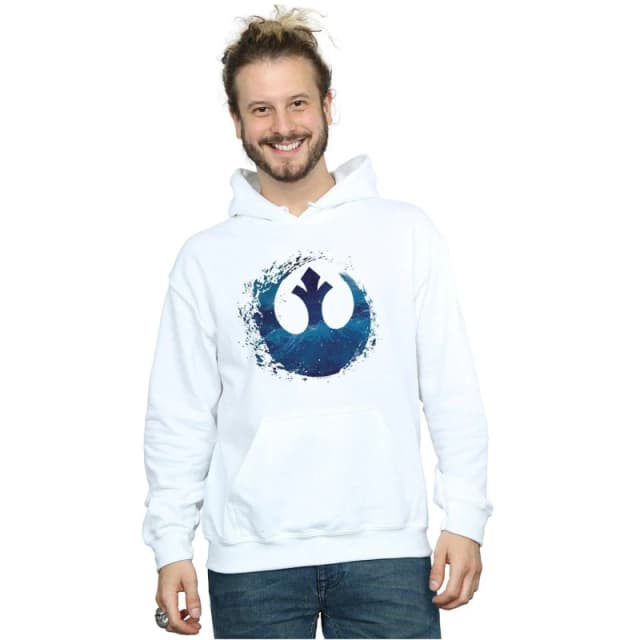 Disney Men Star Wars The Rise Of Skywalker Resistance Symbol Wave Hoodie in White Size: Small White S Male 5059400288070