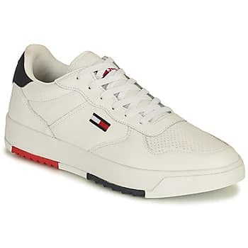 Tommy Jeans BASKET LEATHER TOMMY JEANS mens Shoes Trainers in White,7.5,9,9.5,10.5,7,8,10,10.5