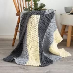 Wool Couture Beginners Grey Stripy Blank Knit Kit Grey/White