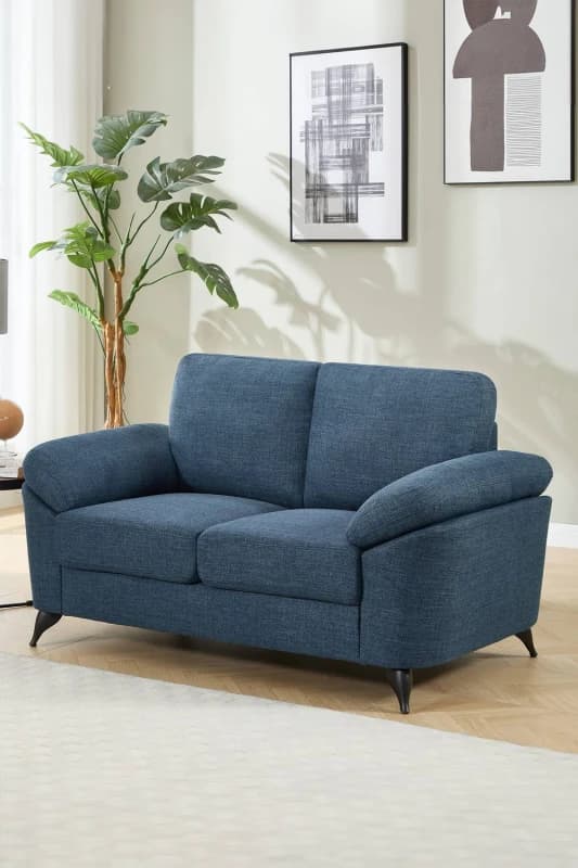 More4Homes Malmo 2 Seater Sofa Modern Scandi Style Fabric Living Room Sofa (Blue)