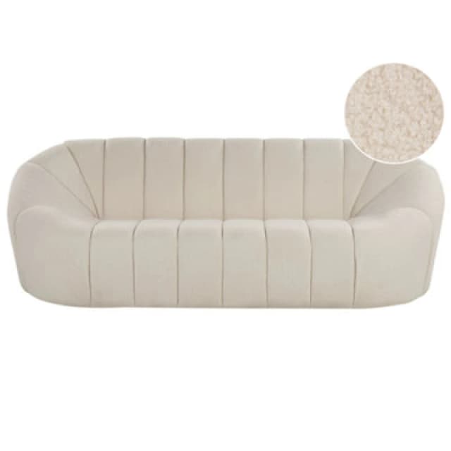 Beliani Sofa 3 Seater Lomma Boucle White