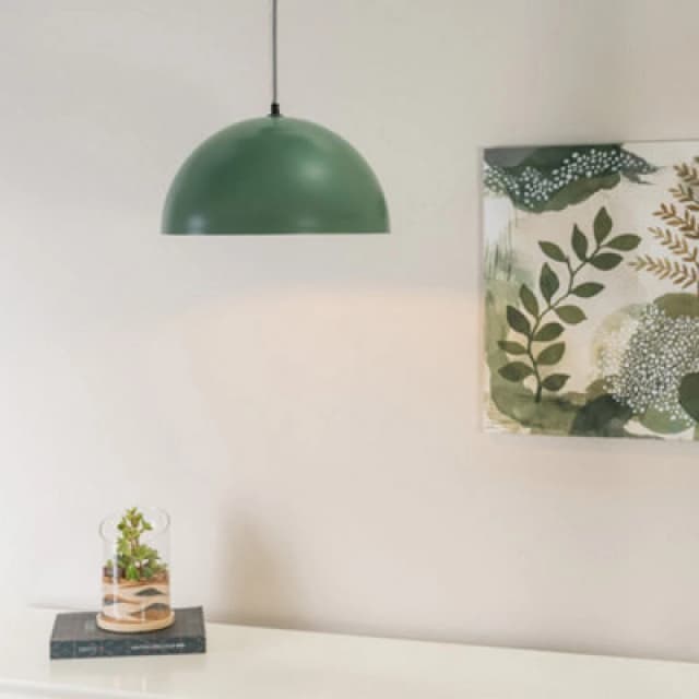 ValueLights Stassi Mushroom Dome Metal Drop Hanging Pendant Ceiling Light Bottle Green