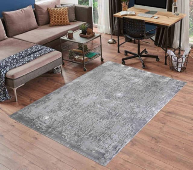 Serenity Modern Abstract Acrylic Contemporary Area Rugs Grey 60X220 Cm