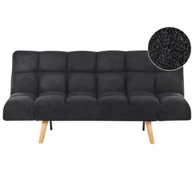 Beliani Sofa Bed 2 Seater Ingaro Boucle Black