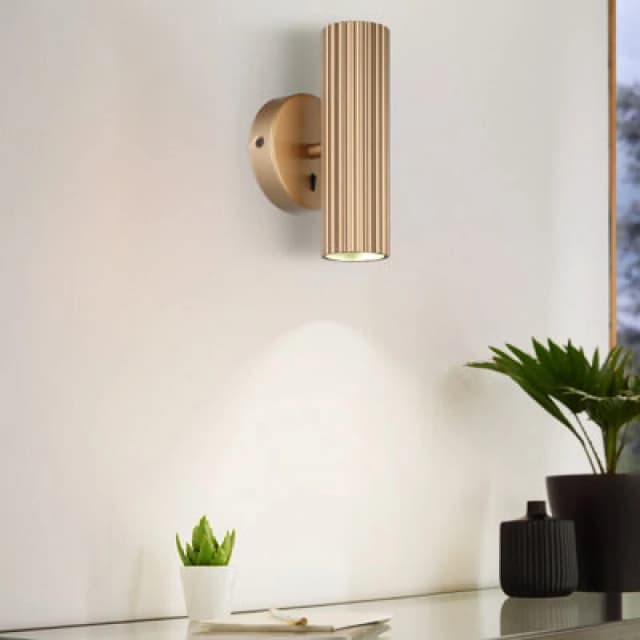 Eglo Portillo Aluminium & Steel Modern Uplight & Wall Down Light, Matte Brass