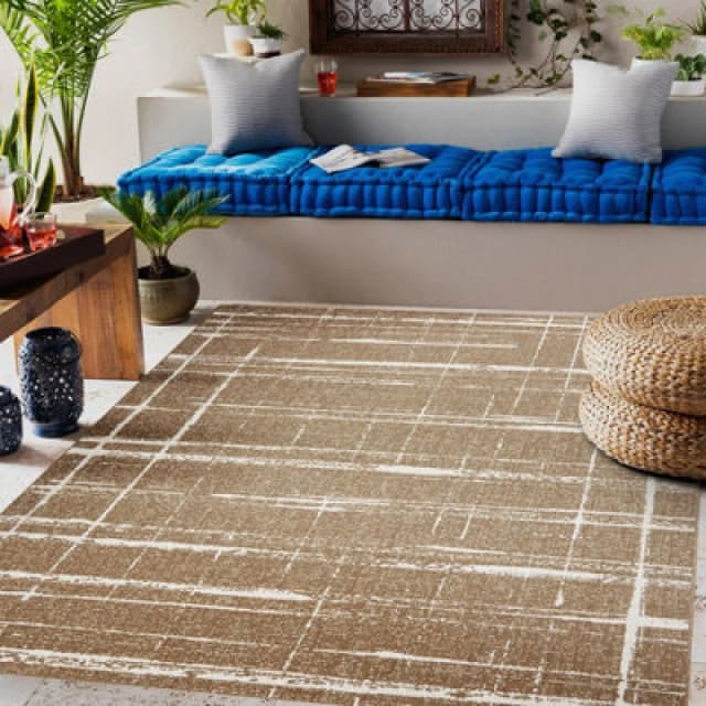 RugsX Flat 48965265 Sisal Carpet Trellis Vintage - Natural Beige Straw Color, String 80X150 Cm