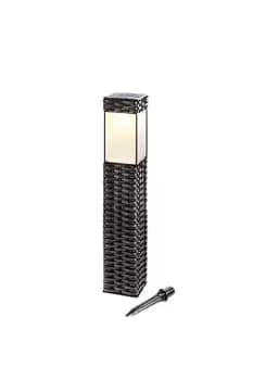 Rattan Effect Square Garden Solar LED Bollard Light