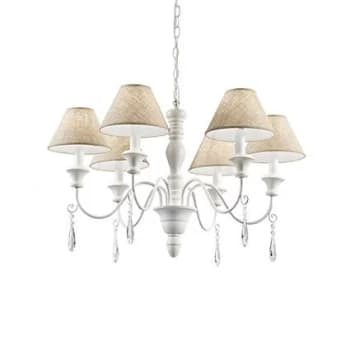 Provence 6 Light Multi Arm Chandelier White Finish, E14