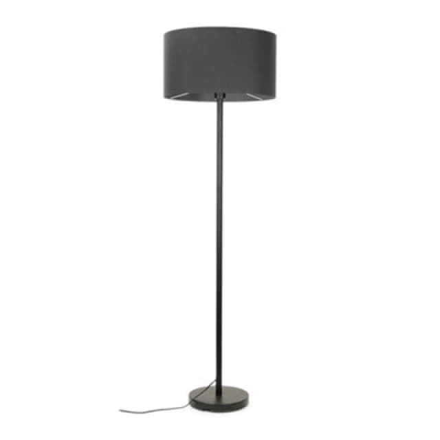 ValueLights Charlie Black Floor Lamp with Large Charcoal Shade Black