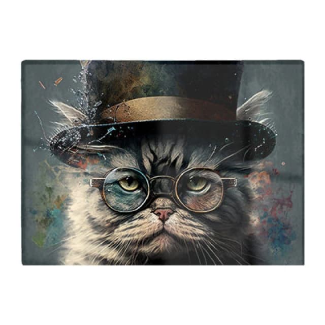 Warren Reed Designer Selkirk Rex Cat With Glasses Splashart Chopping Board