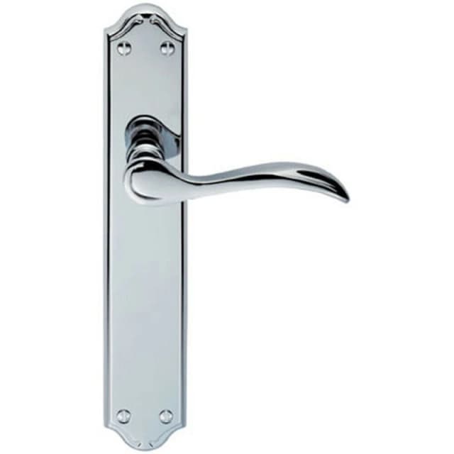 Loops PAIR Curved Handle on Long Latch Backplate 245 x 45mm Polished Chrome Multi