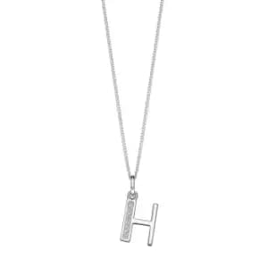 Sterling Silver Art Deco Initial 'H' Pendant with Cubic Zirconia Stone Detail