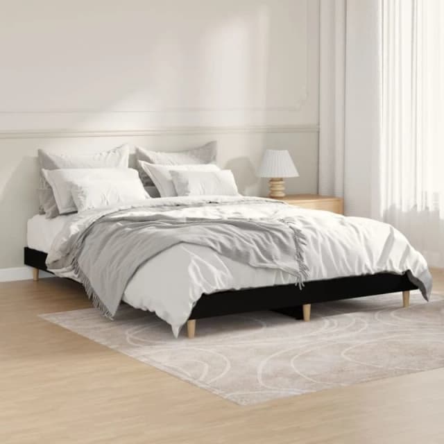 VIDAXL Bed Frame without Mattress Black 140x190cm Engineered Wood Vidaxl 8720845795559