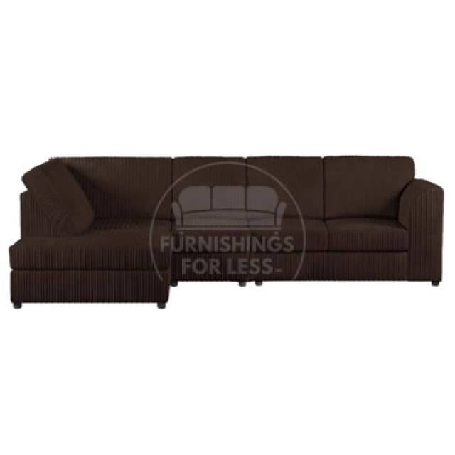 Furnishings For Less UK Luxor Chocolate Jumbo Cord Large 5 Seater Corner Sofa Long Left Hand Facing - Full Back