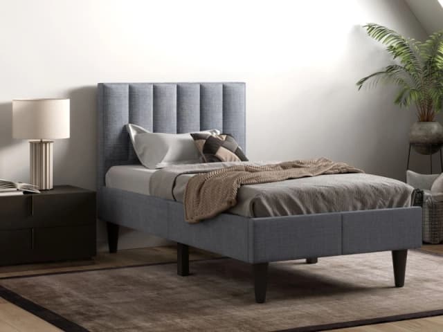 Flair Riverside Fabric Bed in Grey Size: Double Grey Unisex Double
