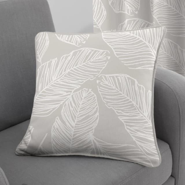 Fusion 'Matteo' Hand Drawn Leaf Print Filled Cushion 100% Cotton Natural